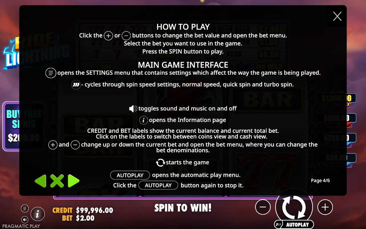 How to play — Ride the Lightning