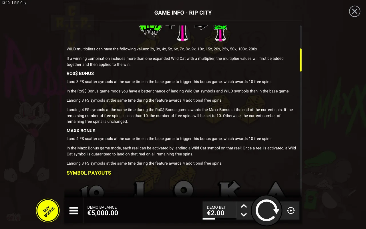 Game rules, page 2 — RIP City