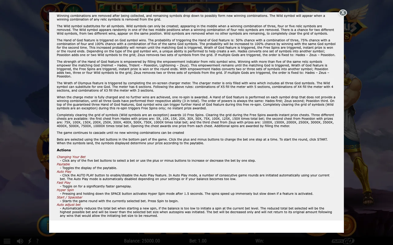 Game rules, page 2 — Rise of Olympus Origins