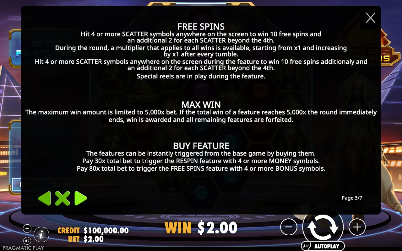 Free spins — Rise of Pyramids