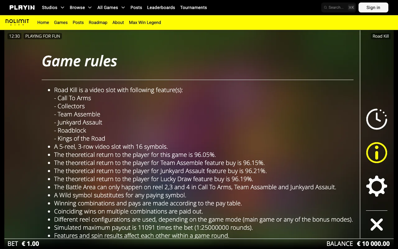 Game rules, page 1 — Roadkill