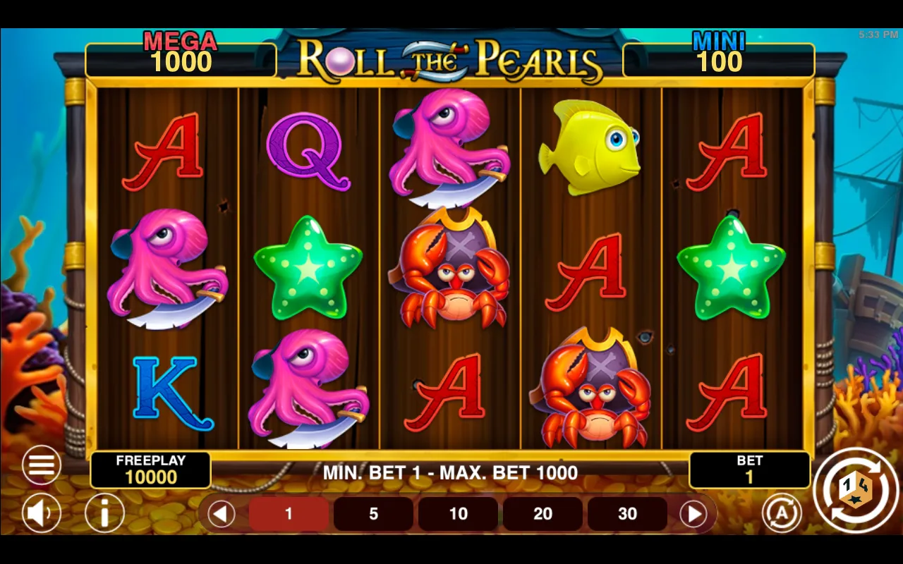 The base game — Roll The Pearls Hold And Win