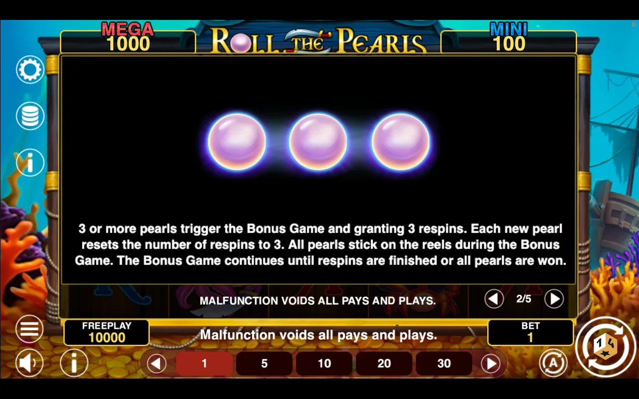 Game rules, page 2 — Roll The Pearls Hold And Win
