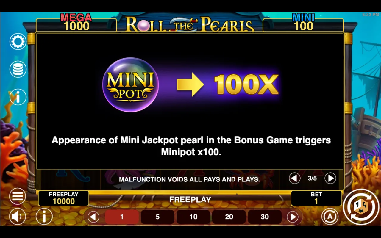 Game rules, page 3 — Roll The Pearls Hold And Win