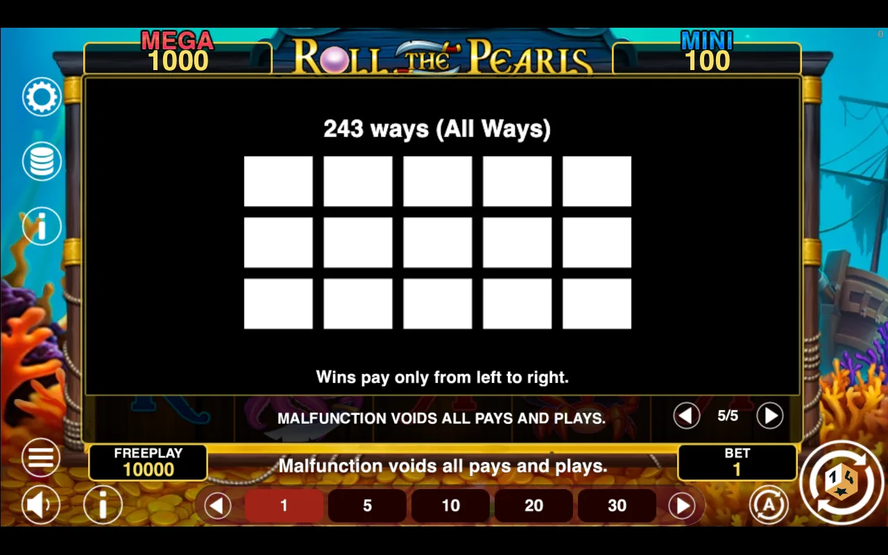 Game rules, page 5 — Roll The Pearls Hold And Win