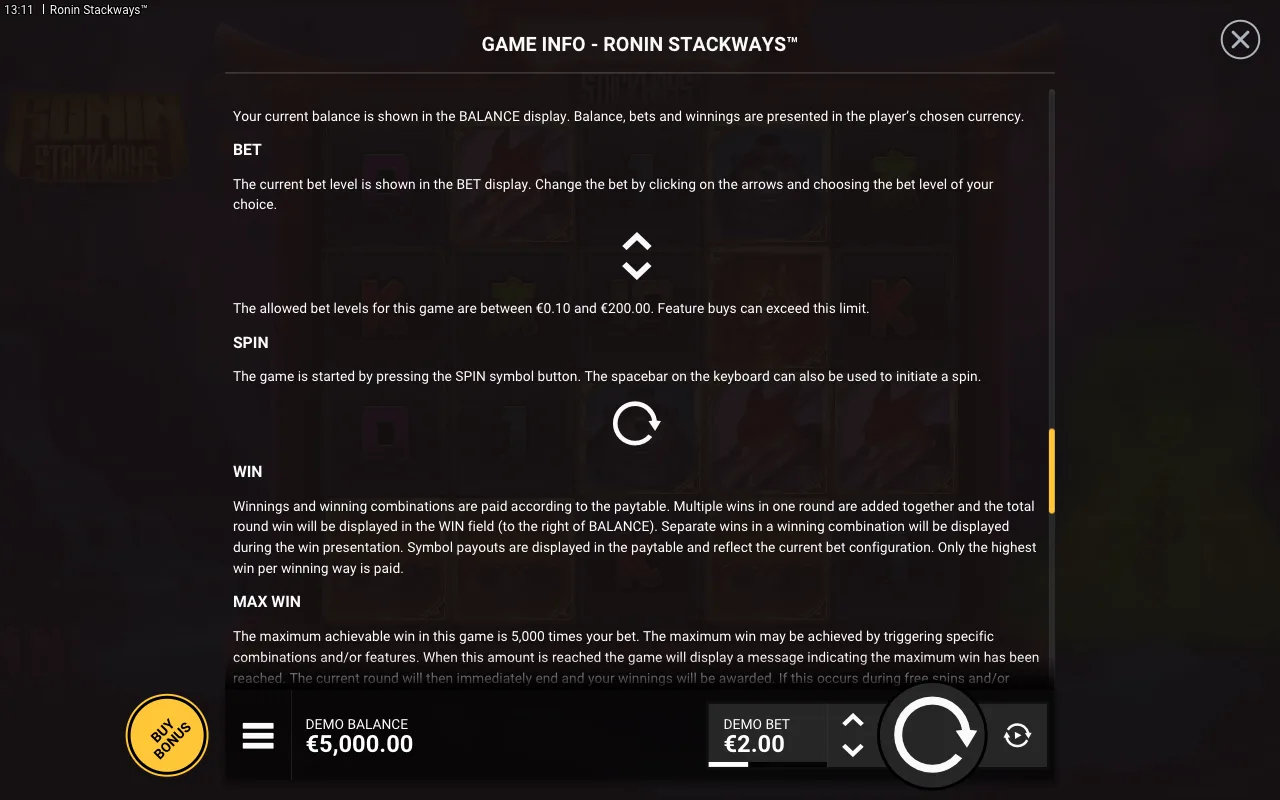 Game rules, page 5 — Ronin Stackways