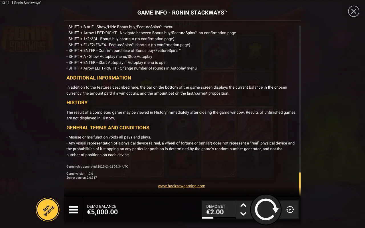 Game rules, page 8 — Ronin Stackways