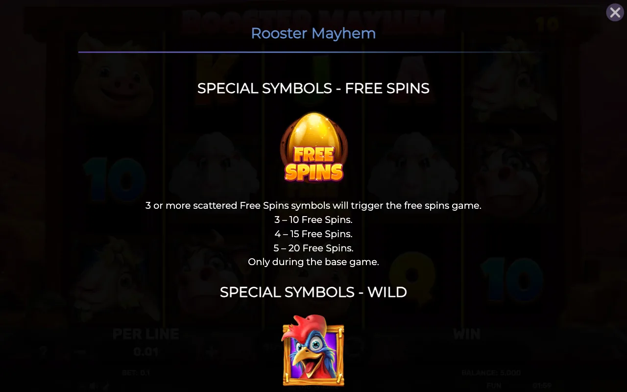 Special symbols - free spins — Rooster Mayhem