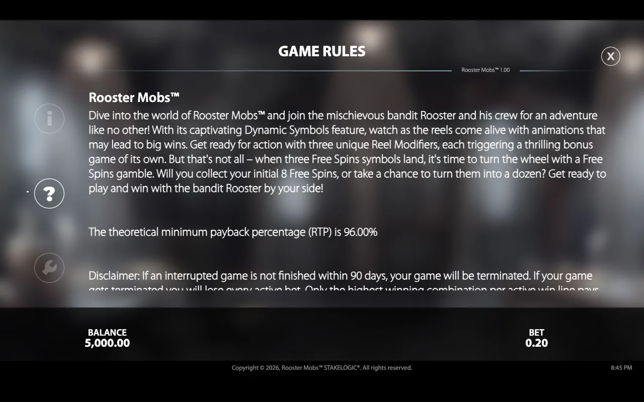Game rules — Rooster Mobs