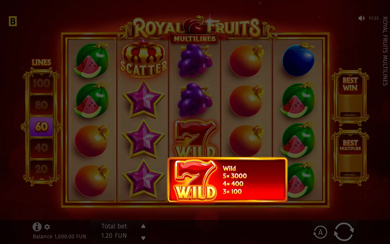 The base game — Royal Fruits Multilines