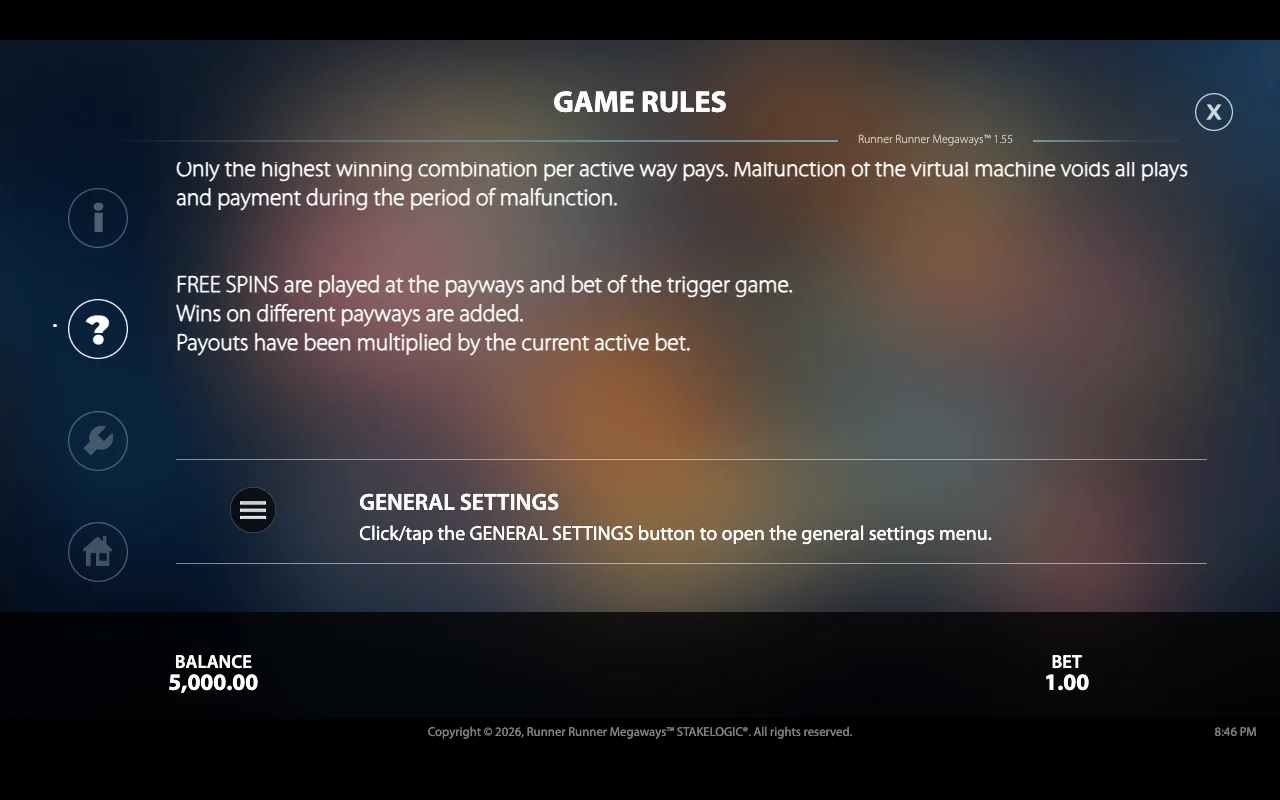 Game rules — Runner Runner Megaways