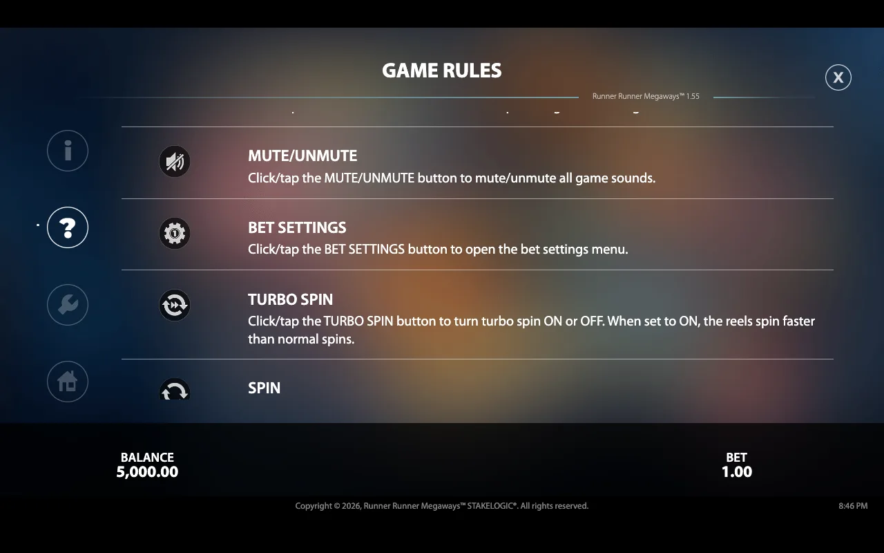 Game rules — Runner Runner Megaways