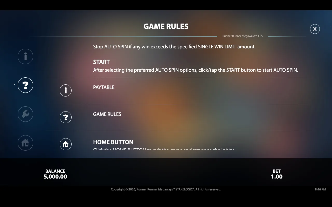 Game rules, page 7 — Runner Runner Megaways