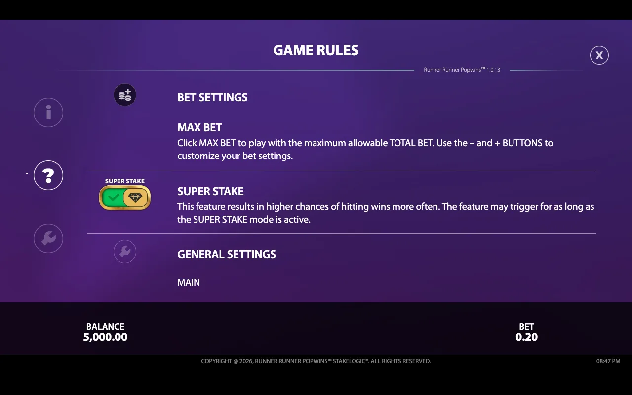 Game rules — Runner Runner Popwins