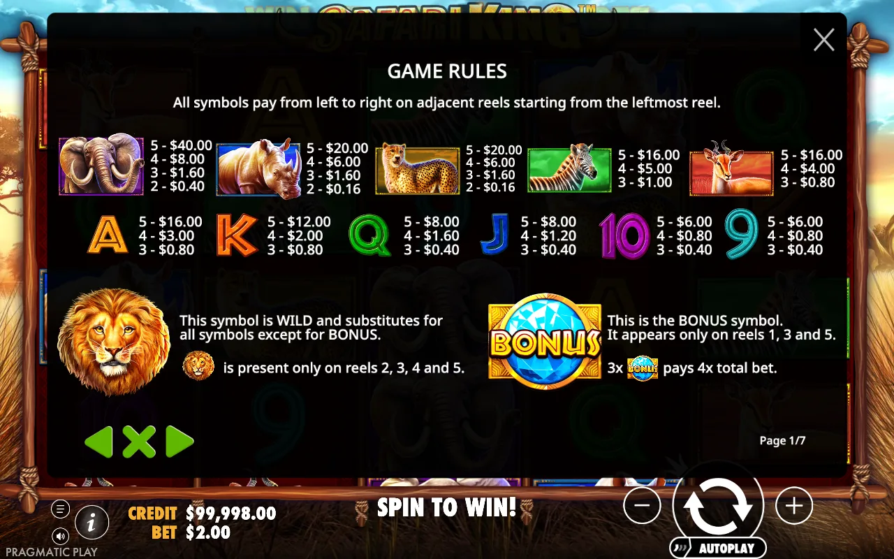 Game rules — Safari King