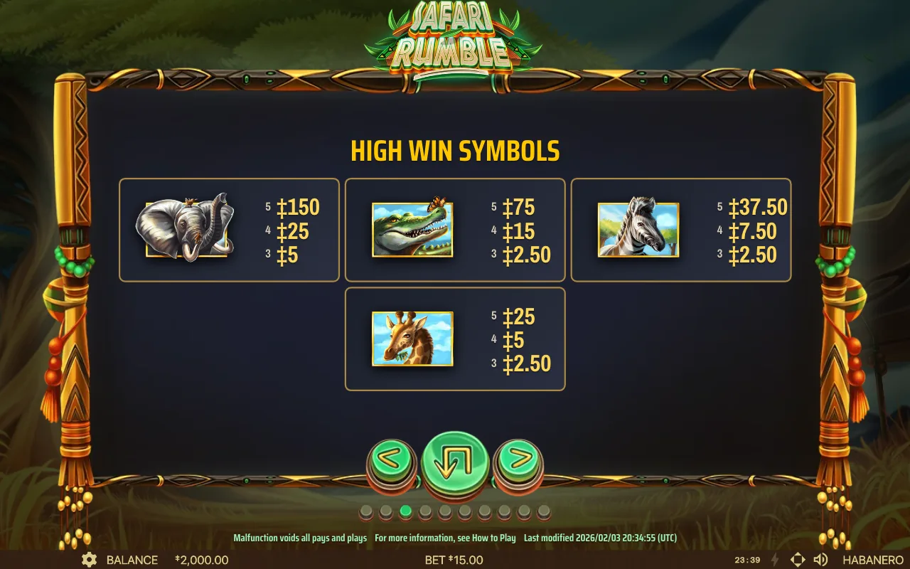 High win symbols — Safari Rumble