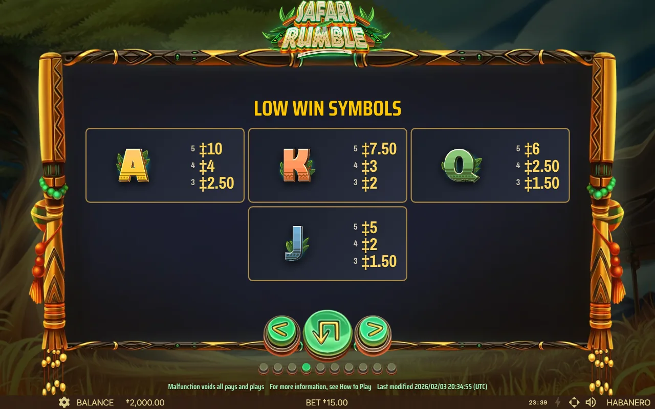 Low win symbols — Safari Rumble