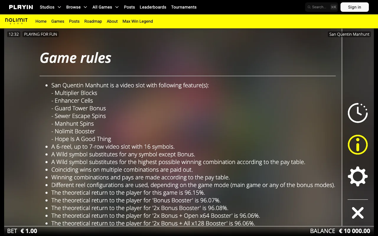 Game rules, page 1 — San Quentin Manhunt