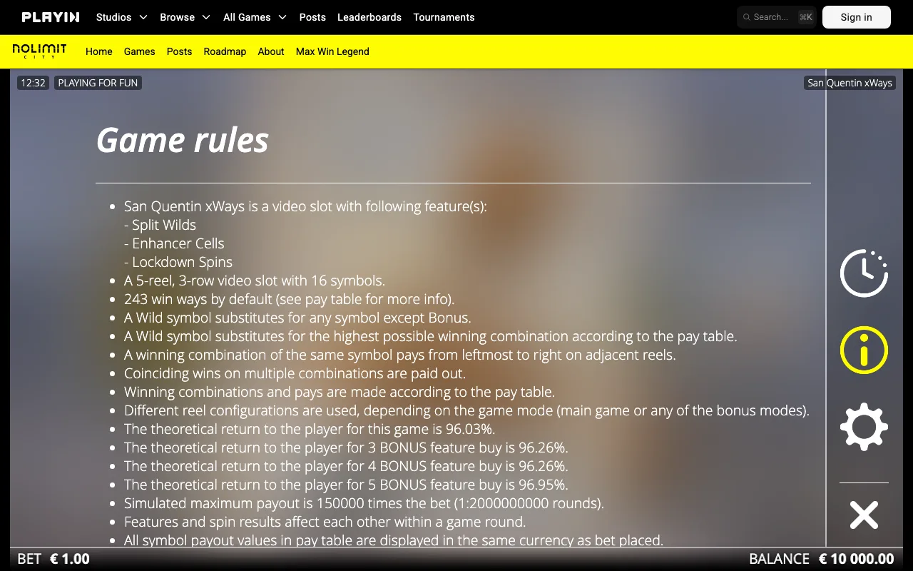 Game rules, page 1 — San Quentin xWays
