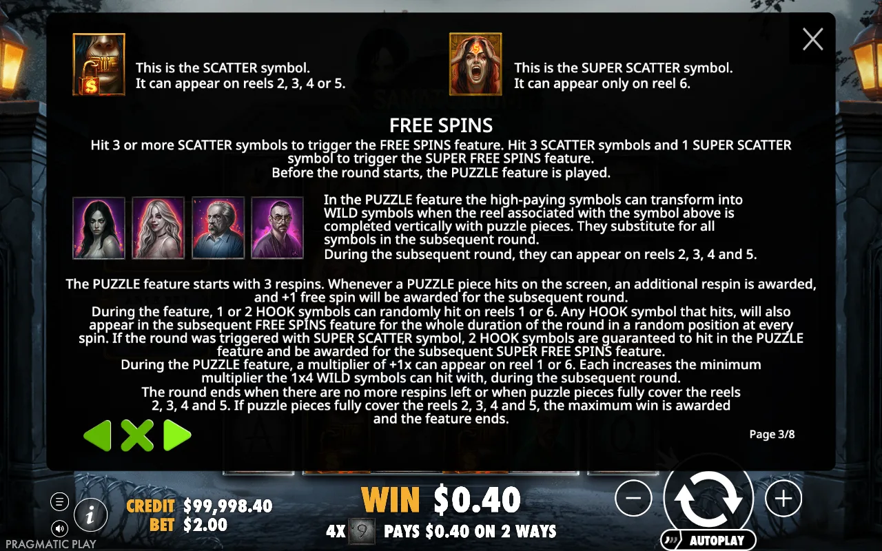Free spins — Sanatorium Secrets