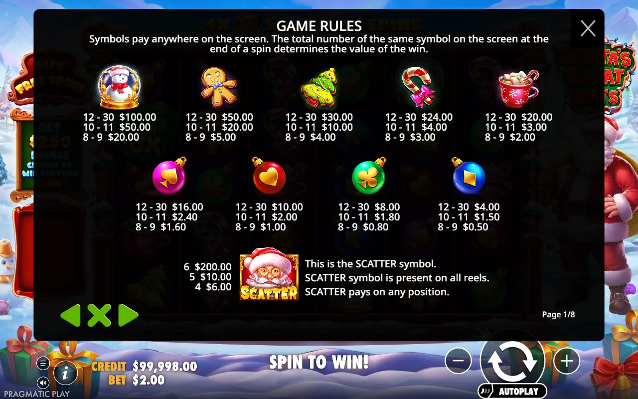 Game rules, page 1 — Santa's Great Gifts