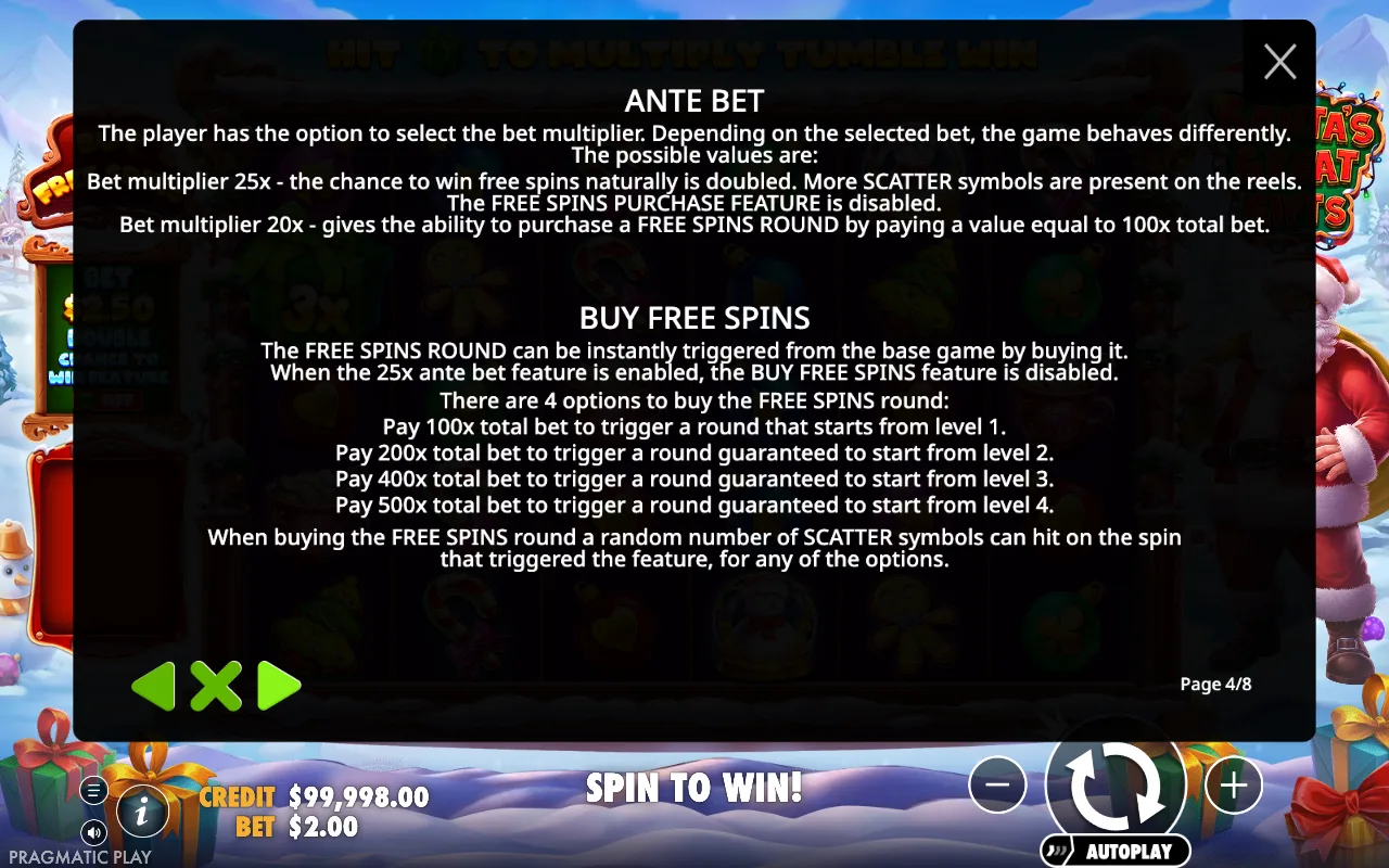 Ante bet — Santa's Great Gifts