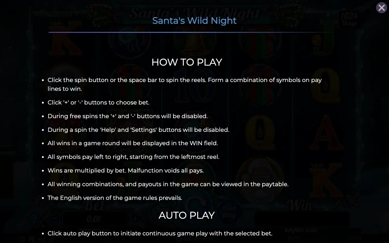 How to play — Santas Wild Night