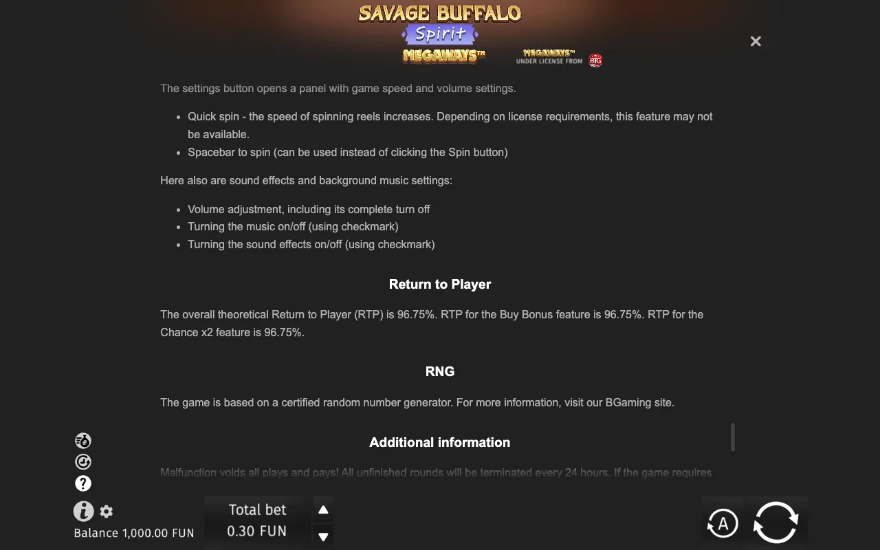 Game rules, page 10 — Savage Buffalo Spirit Megaways