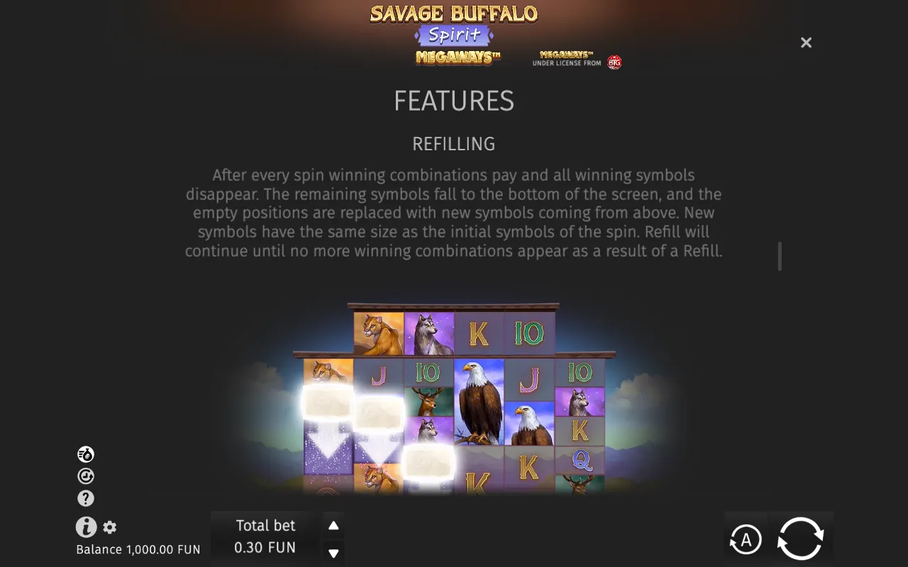 Game rules, page 3 — Savage Buffalo Spirit Megaways