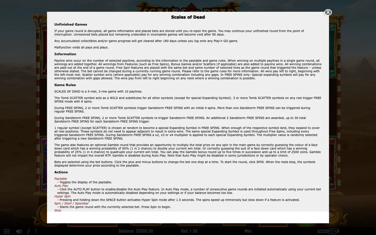 Game rules, page 1 — Scales of Dead