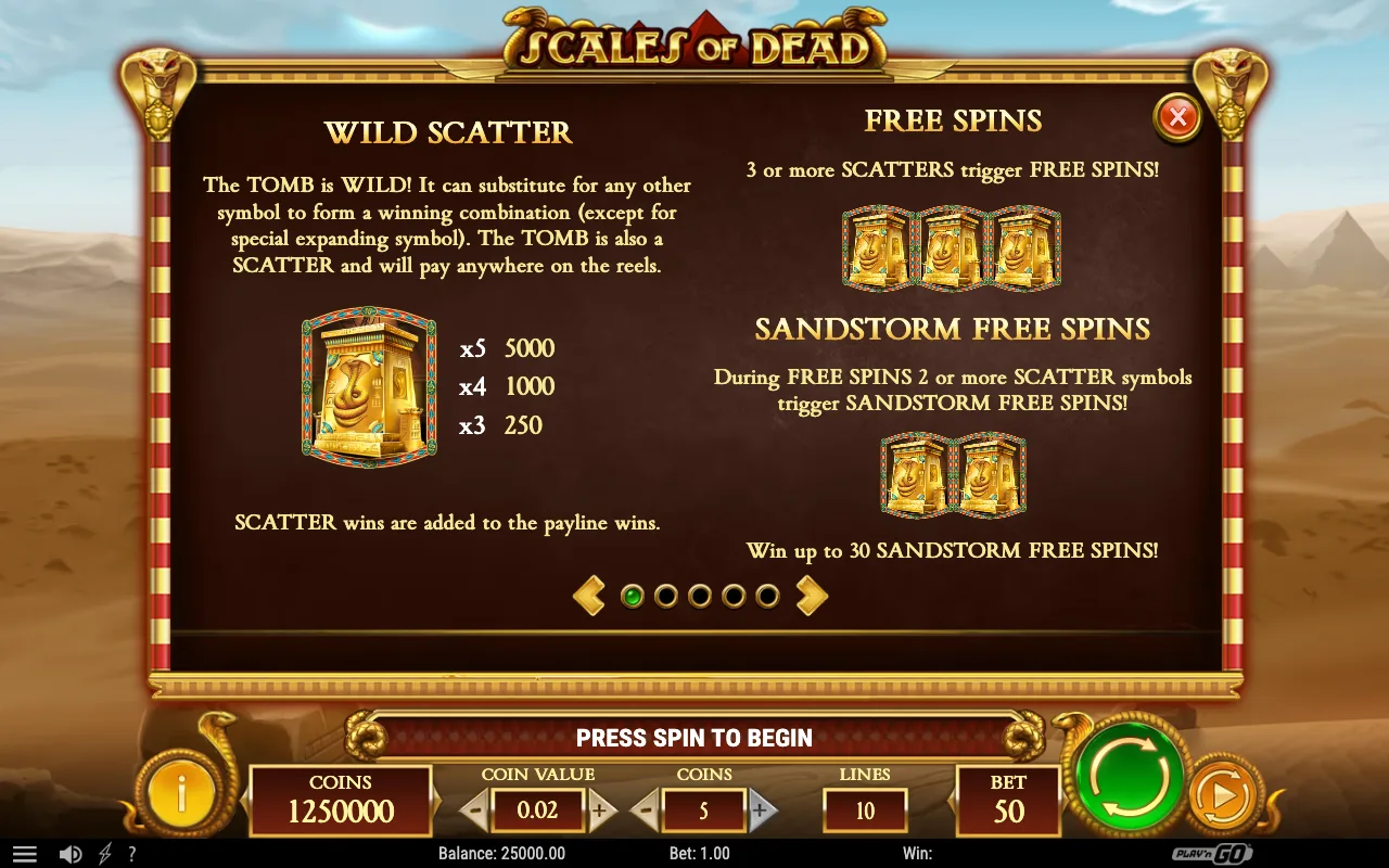 Wild scatter free spins — Scales of Dead
