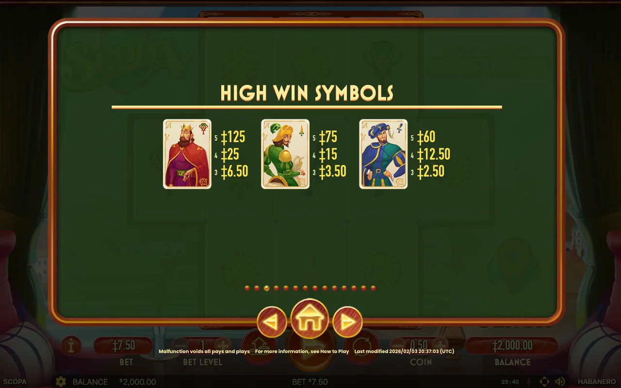 High win symbols — Scopa