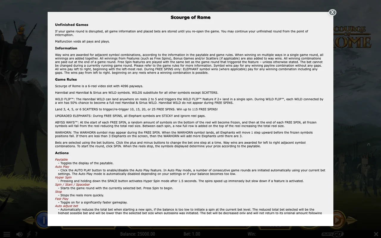 Game rules, page 1 — Scourge of Rome