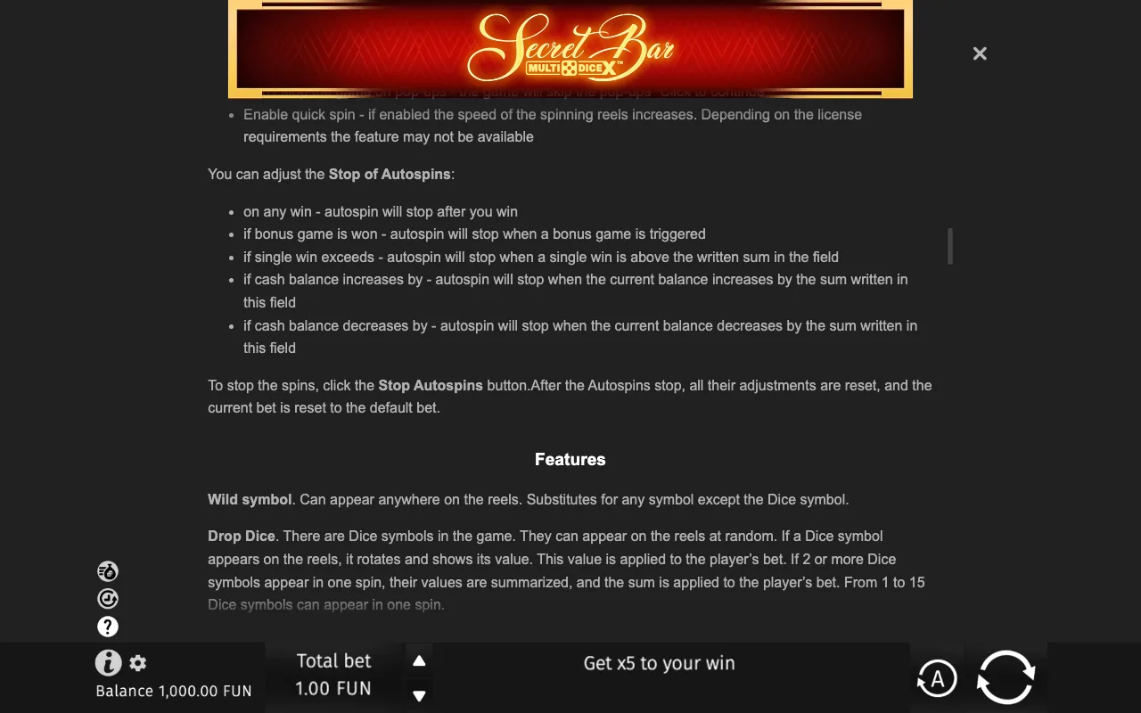 Game rules, page 7 — Secret Bar MultiDice X