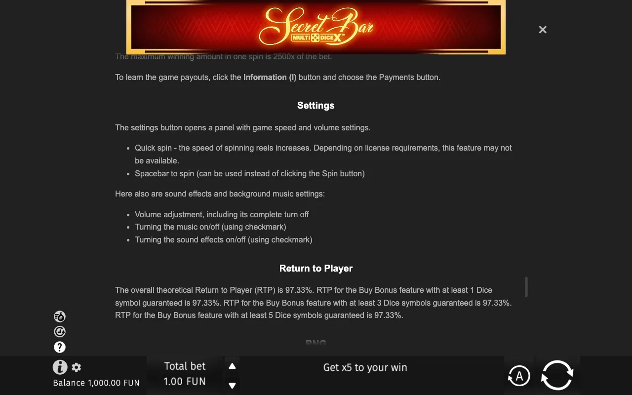 Game rules, page 9 — Secret Bar MultiDice X