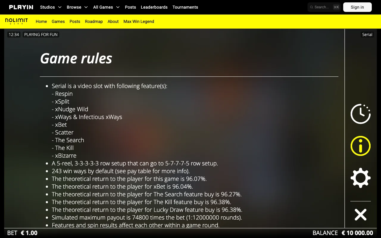 Game rules, page 1 — Serial