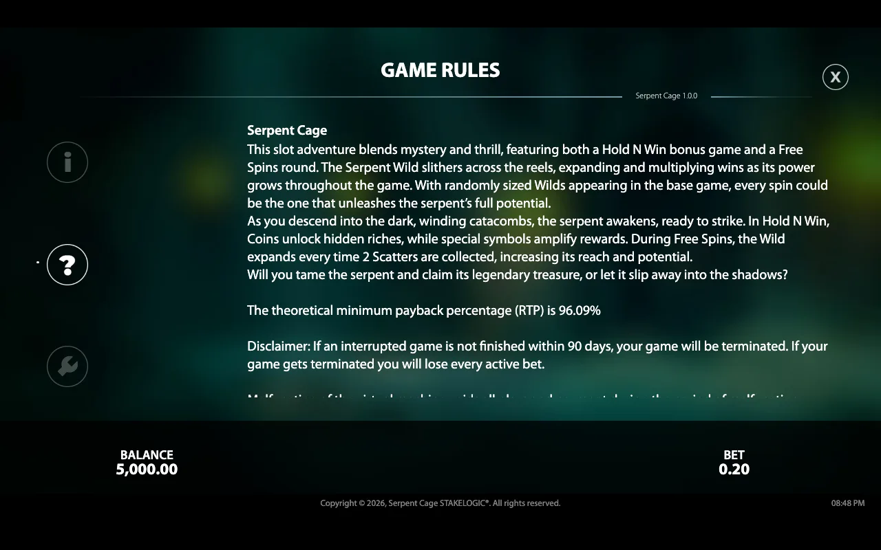 Game rules — Serpent Cage