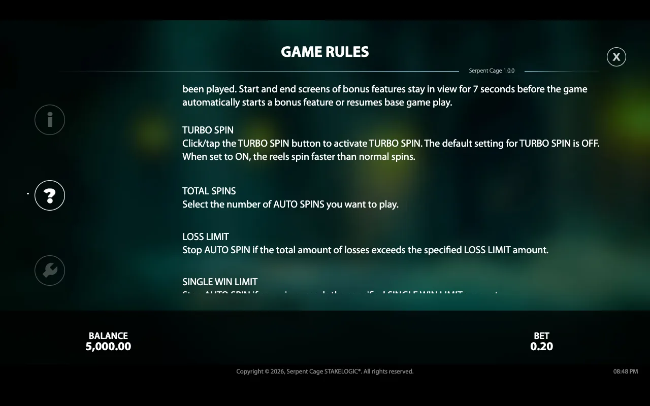 Game rules — Serpent Cage