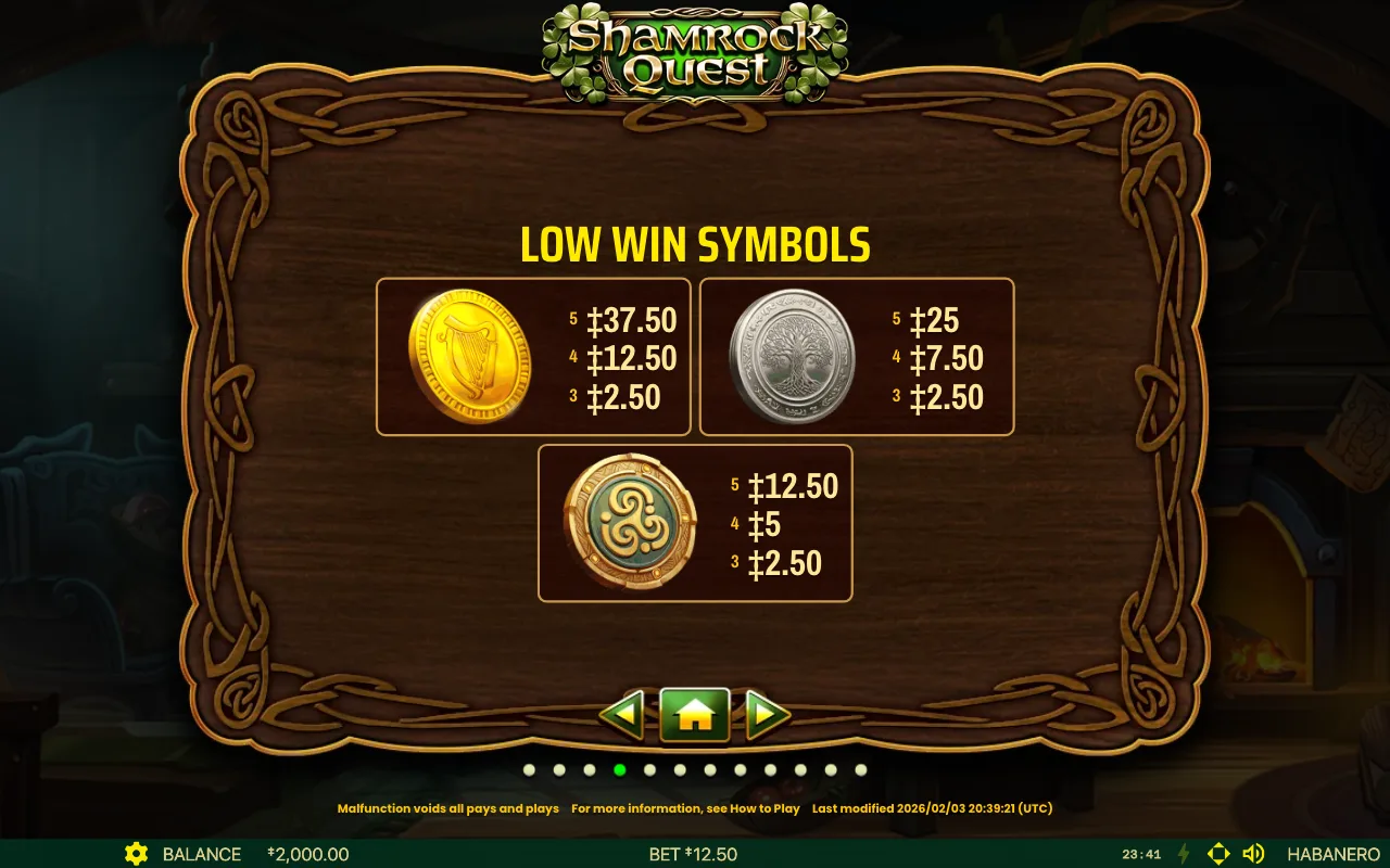 Low win symbols — Shamrock Quest