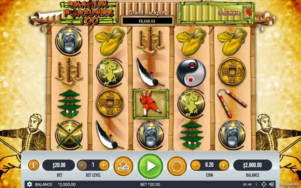 Le jeu de base — Shaolin Fortunes 100