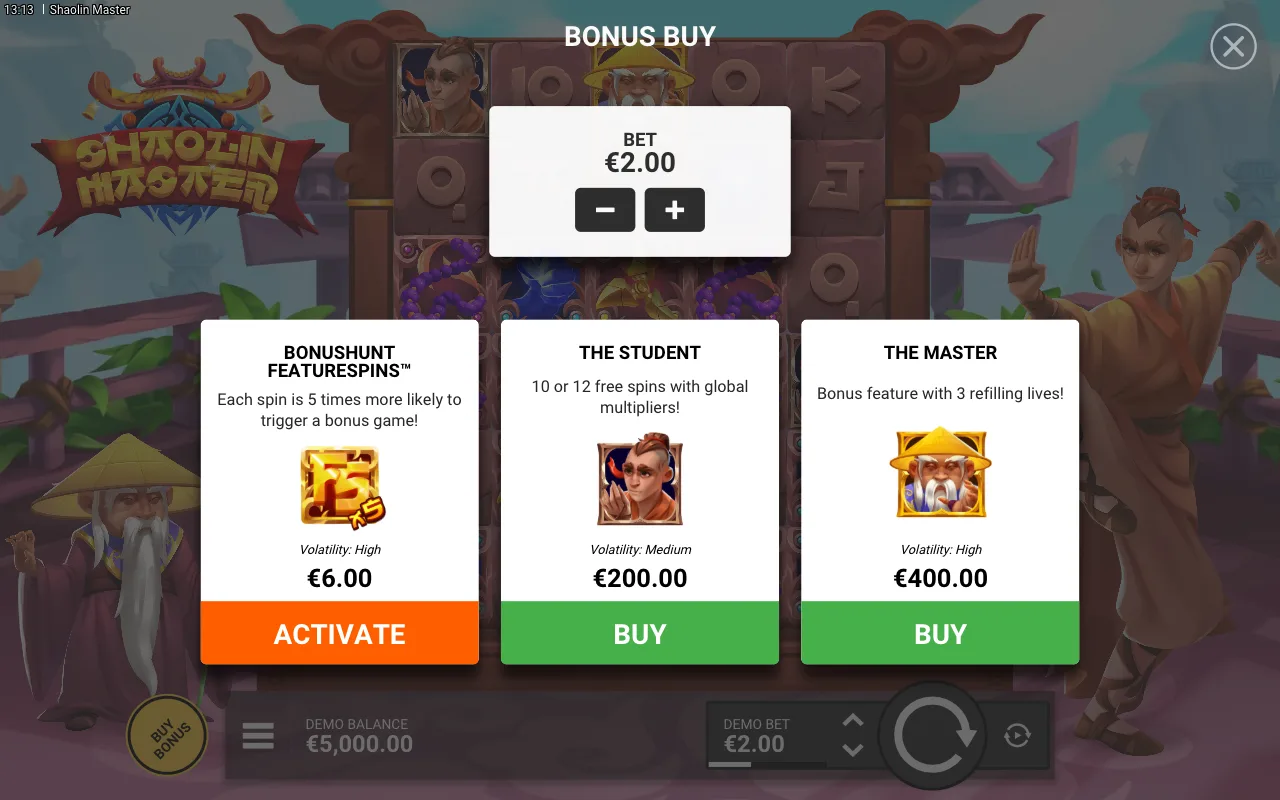 Buying the feature — Shaolin Master