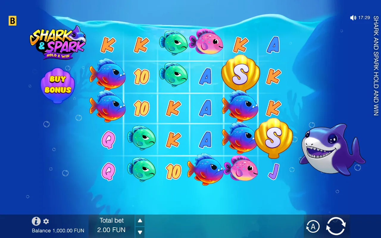 The base game — Shark & Spark Hold & Win