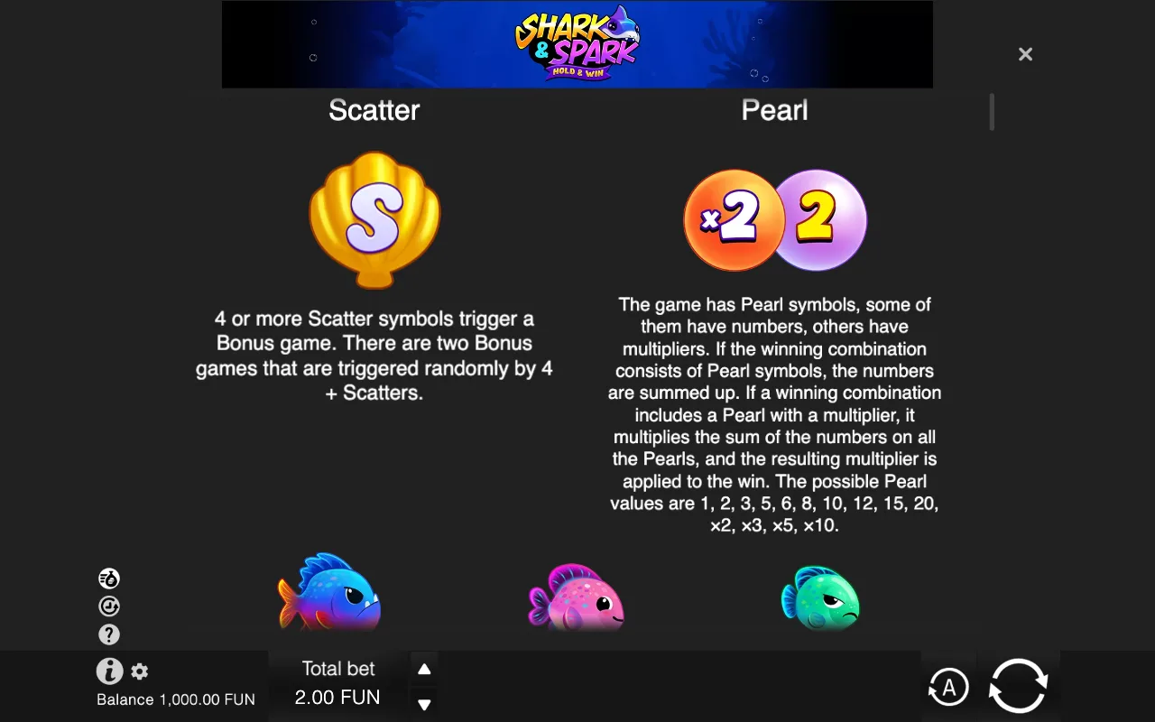 Game rules, page 1 — Shark & Spark Hold & Win