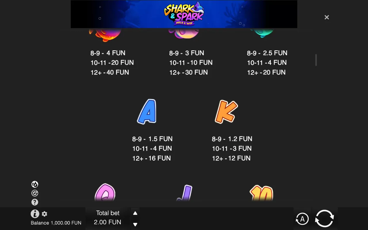 Game rules, page 2 — Shark & Spark Hold & Win