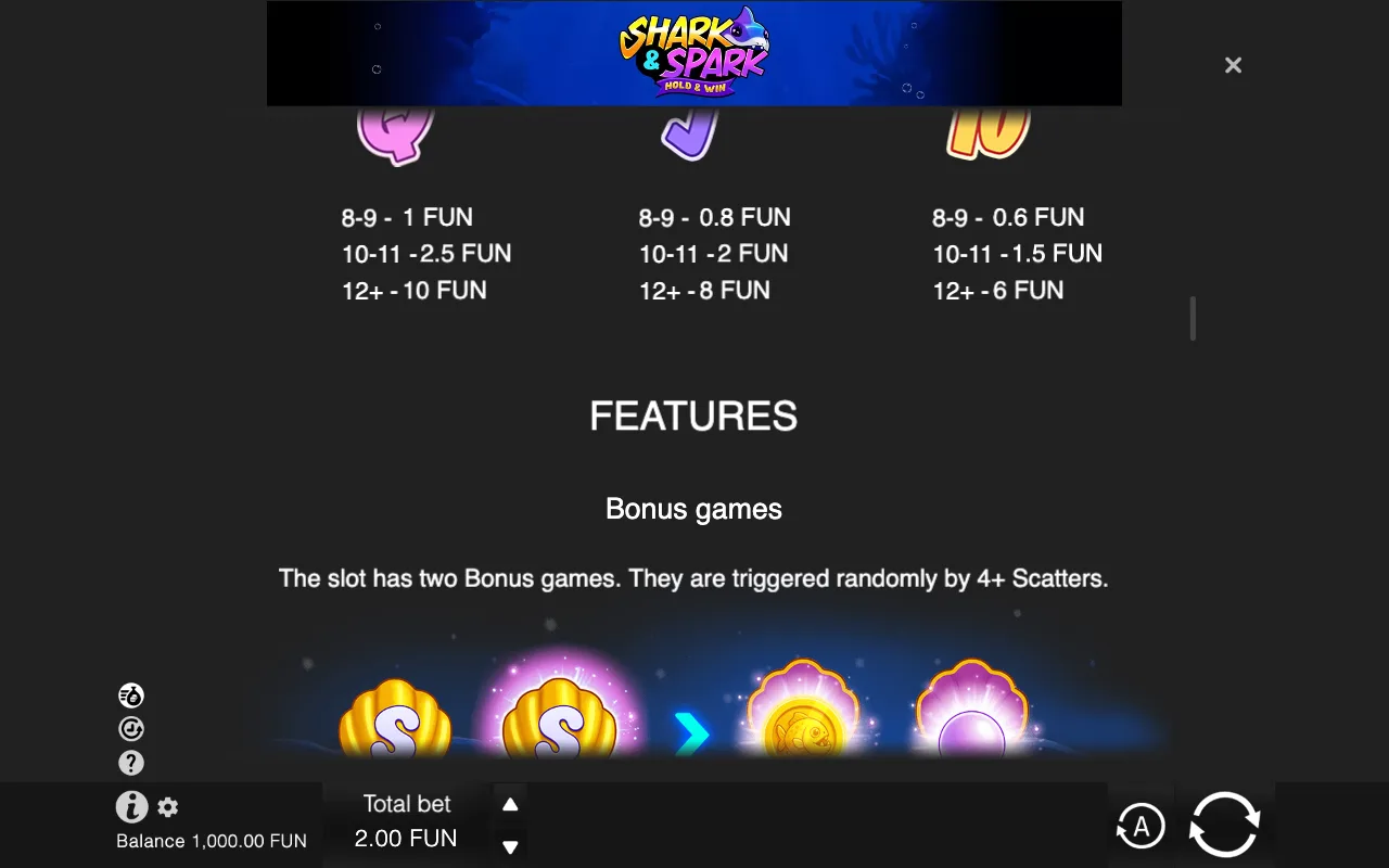 Game rules, page 3 — Shark & Spark Hold & Win