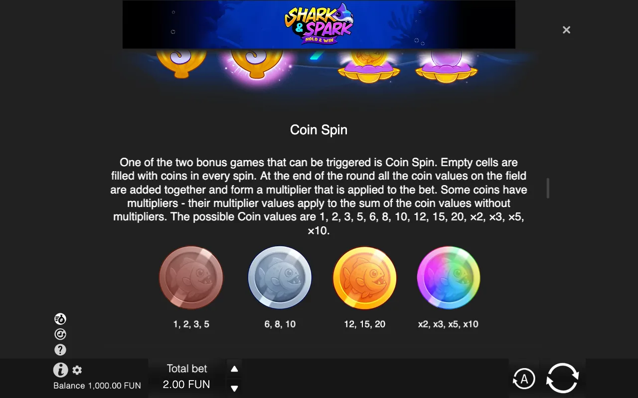 Game rules, page 4 — Shark & Spark Hold & Win