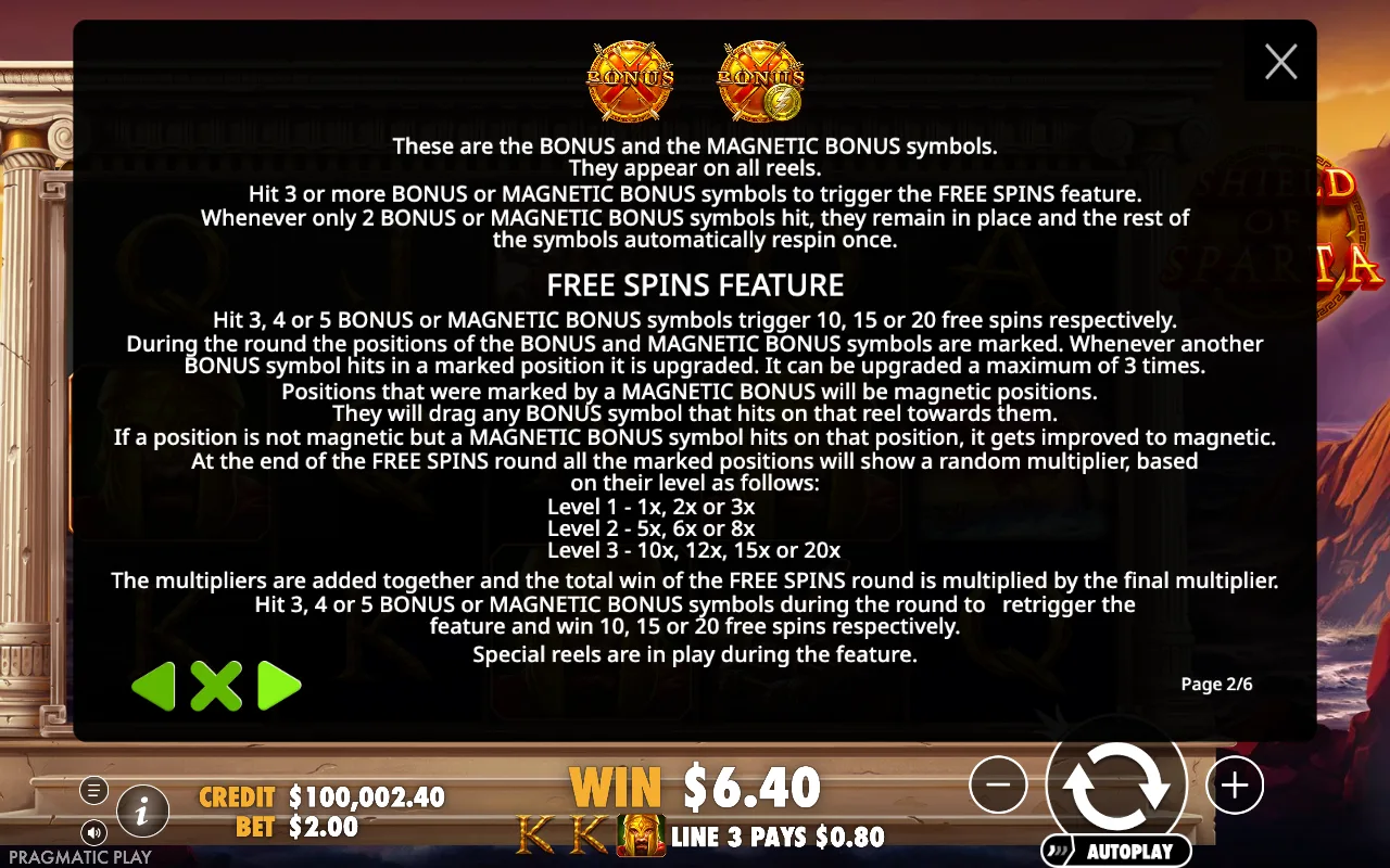 Free spins feature — Shield of Sparta