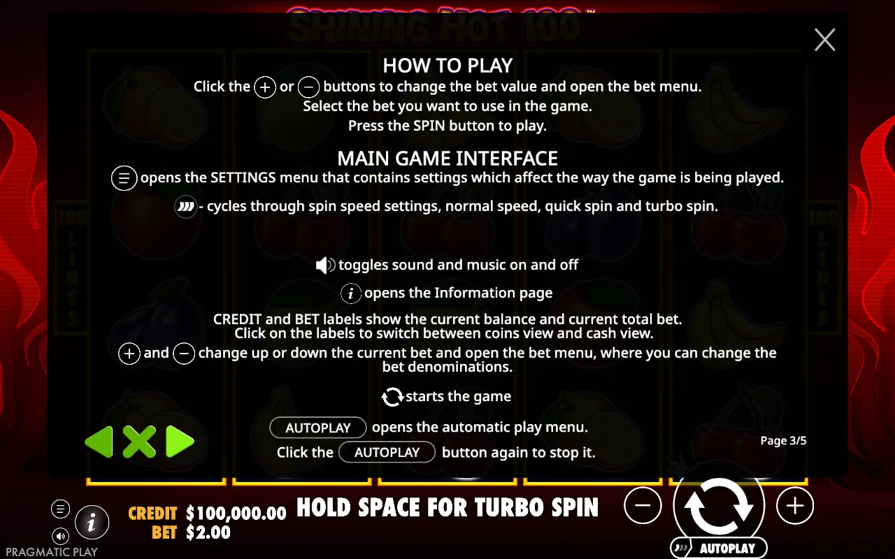 How to play — Shining Hot 100