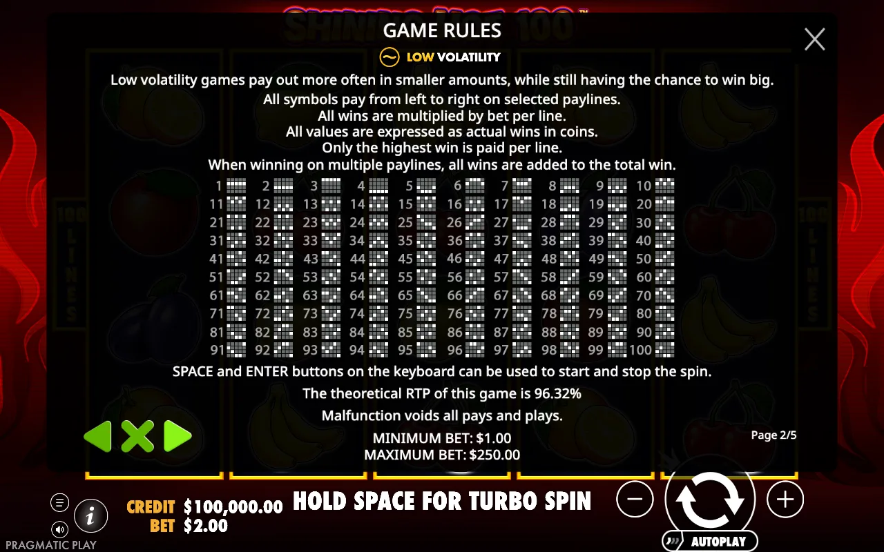 Game rules, page 7 — Shining Hot 100