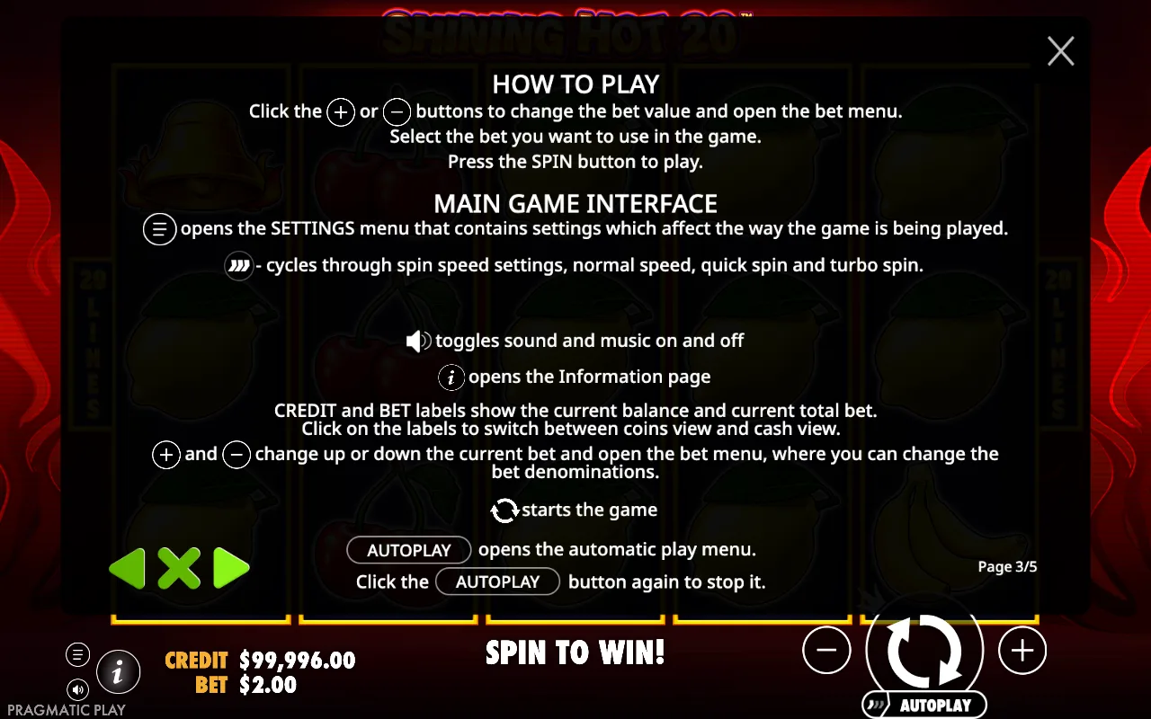 How to play — Shining Hot 20